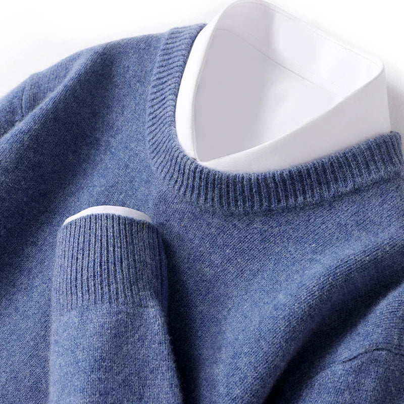 Pull en tricot chaud pour homme à col rond