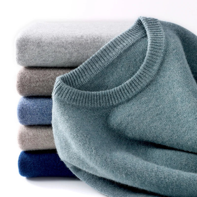Warmes Herrenstrickoberteil Rundhals Pullover - IdealeKleiden