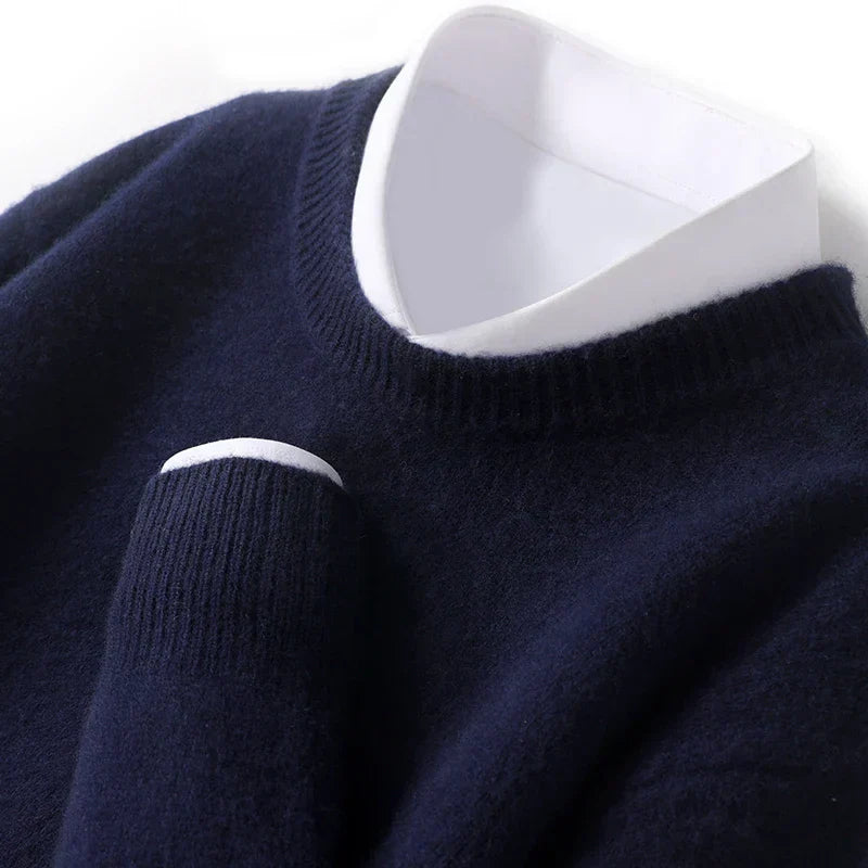 Pull en tricot chaud pour homme à col rond