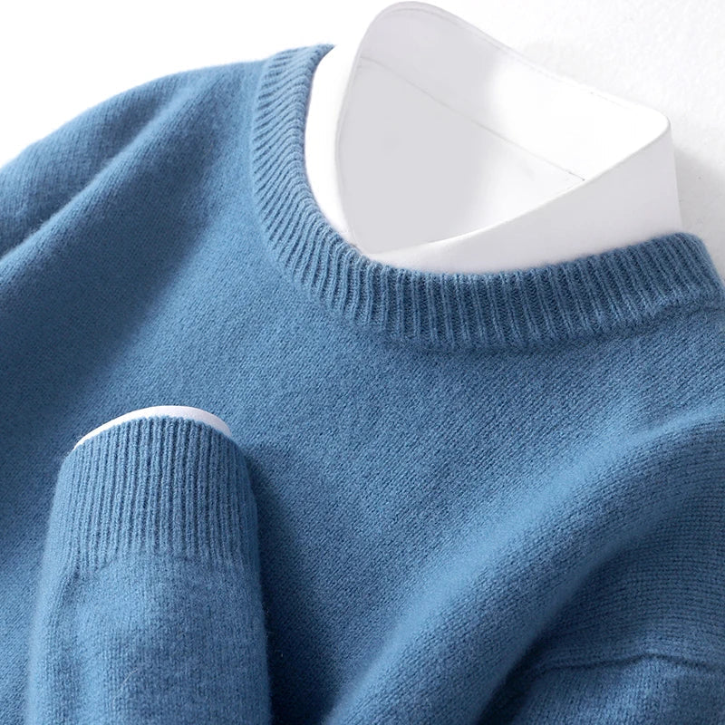Pull en tricot chaud pour homme à col rond