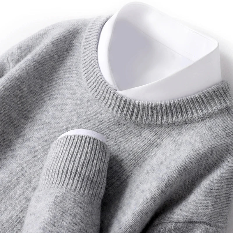 Pull en tricot chaud pour homme à col rond