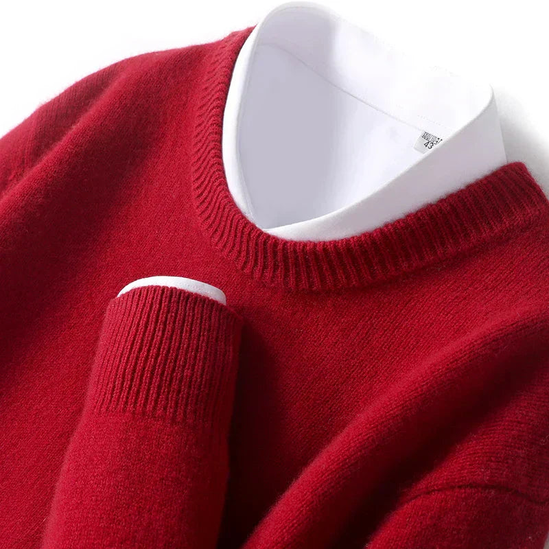 Pull en tricot chaud pour homme à col rond