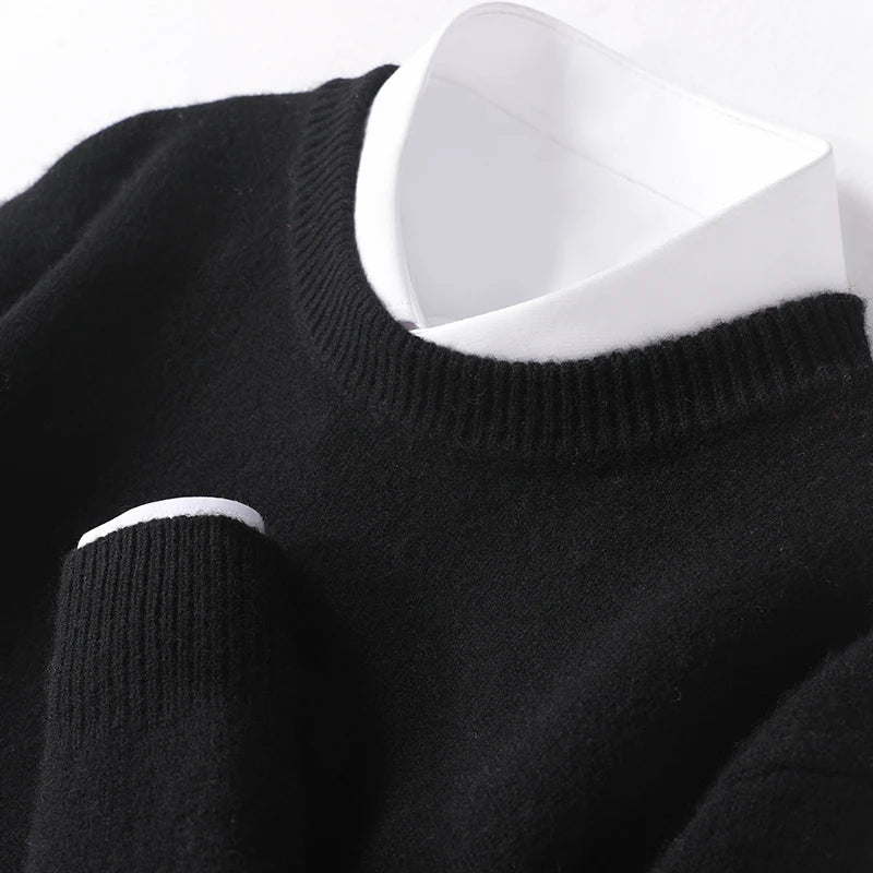 Pull en tricot chaud pour homme à col rond
