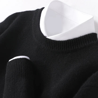 Pull en tricot chaud pour homme à col rond