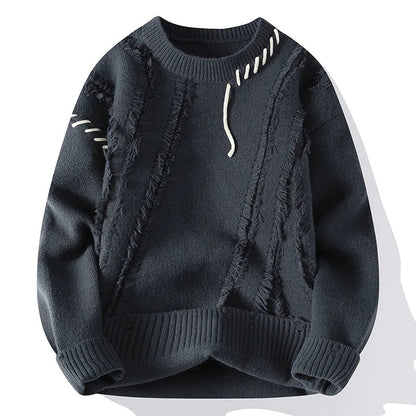 Herren Strickpullover Warm Grobstrick Rundhals - IdealeKleiden