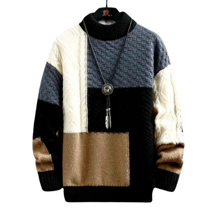 Pull tricoté homme chaud grosses mailles col rond