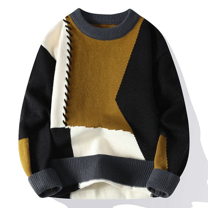 Pull tricoté homme chaud grosses mailles col rond