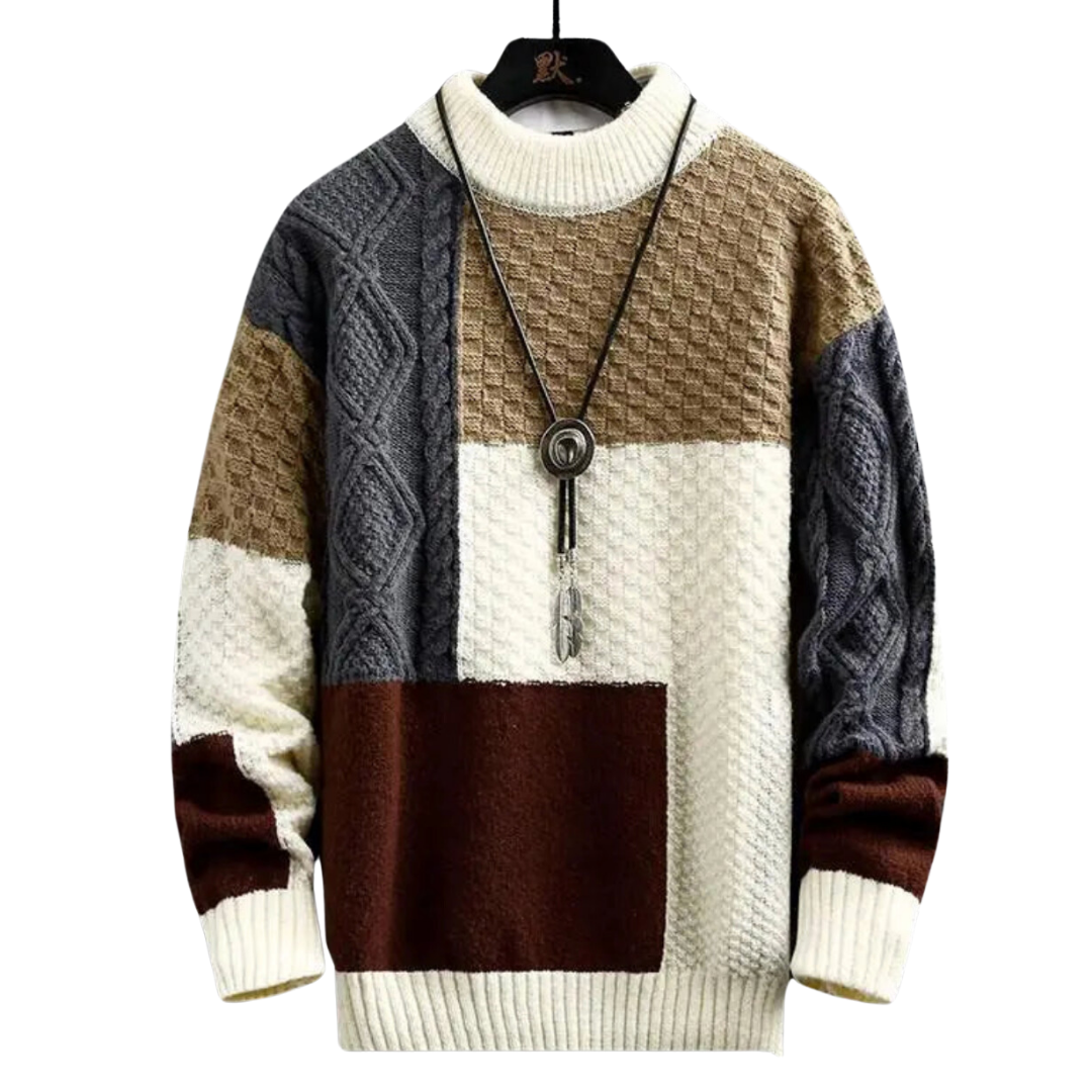 Pull tricoté homme chaud grosses mailles col rond