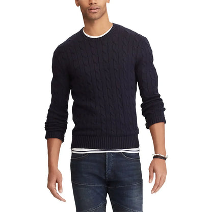Pull torsadé à col rond pour homme