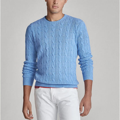 Pull torsadé à col rond pour homme