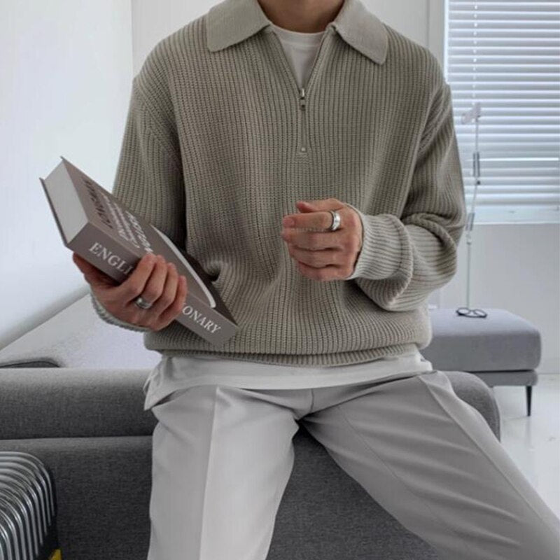 Pull en maille homme manches longues confortable