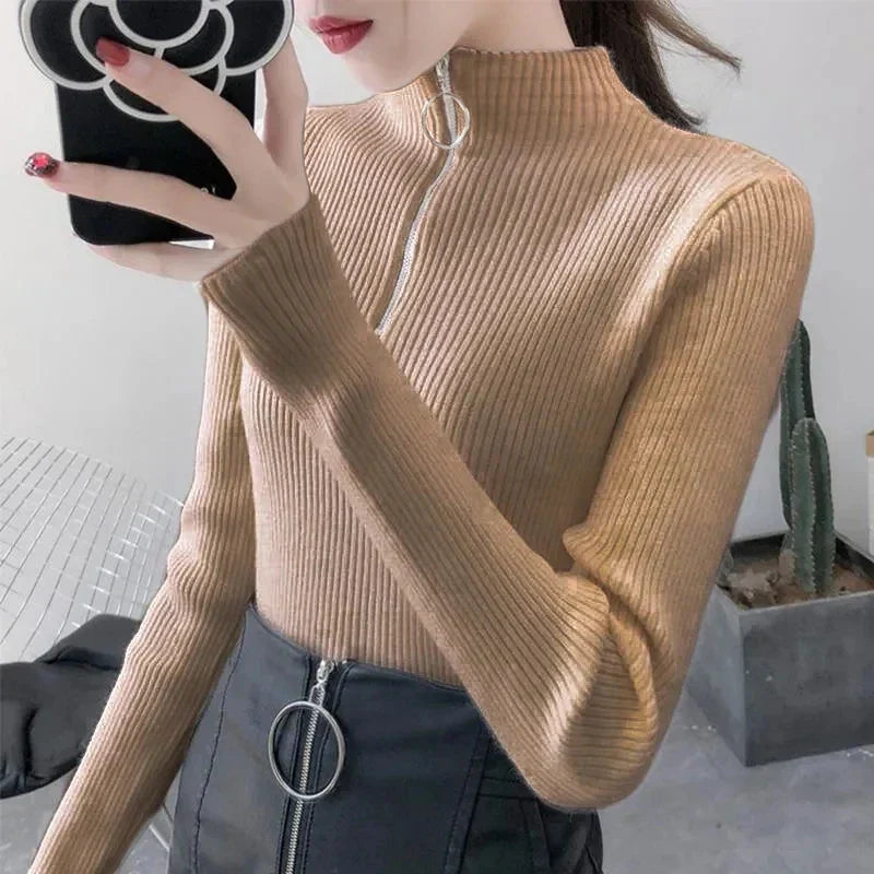 Robe élégante pour femme, fermeture éclair, col en V