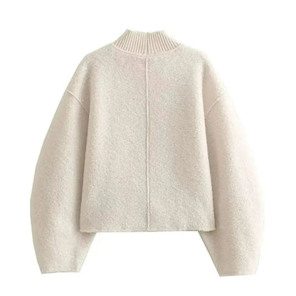 Damenschal Rollkragenpullover Boucle Strick - IdealeKleiden