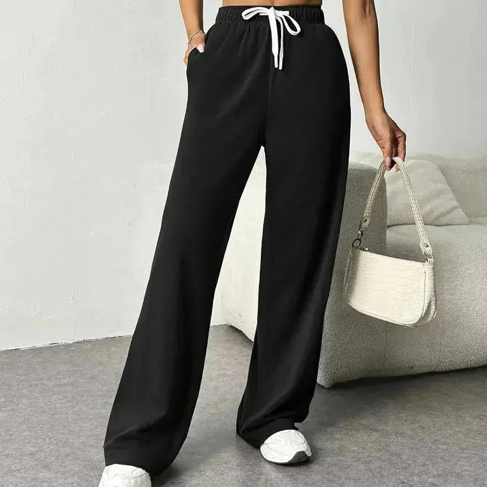 Bequeme Jogginghose Damen Weites Bein Elastisch - IdealeKleiden