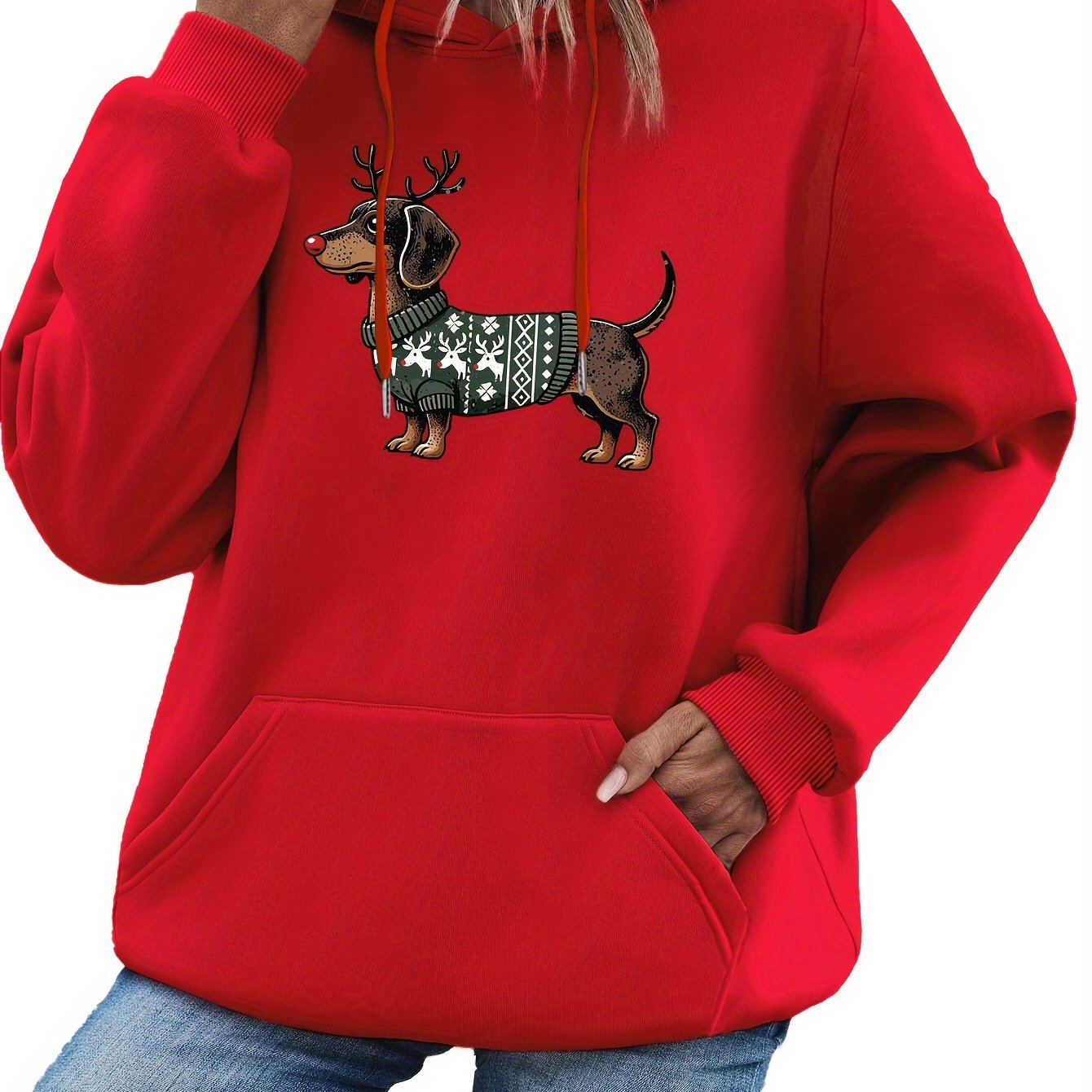 Sweat à capuche élégant pour femme Motif teckel
