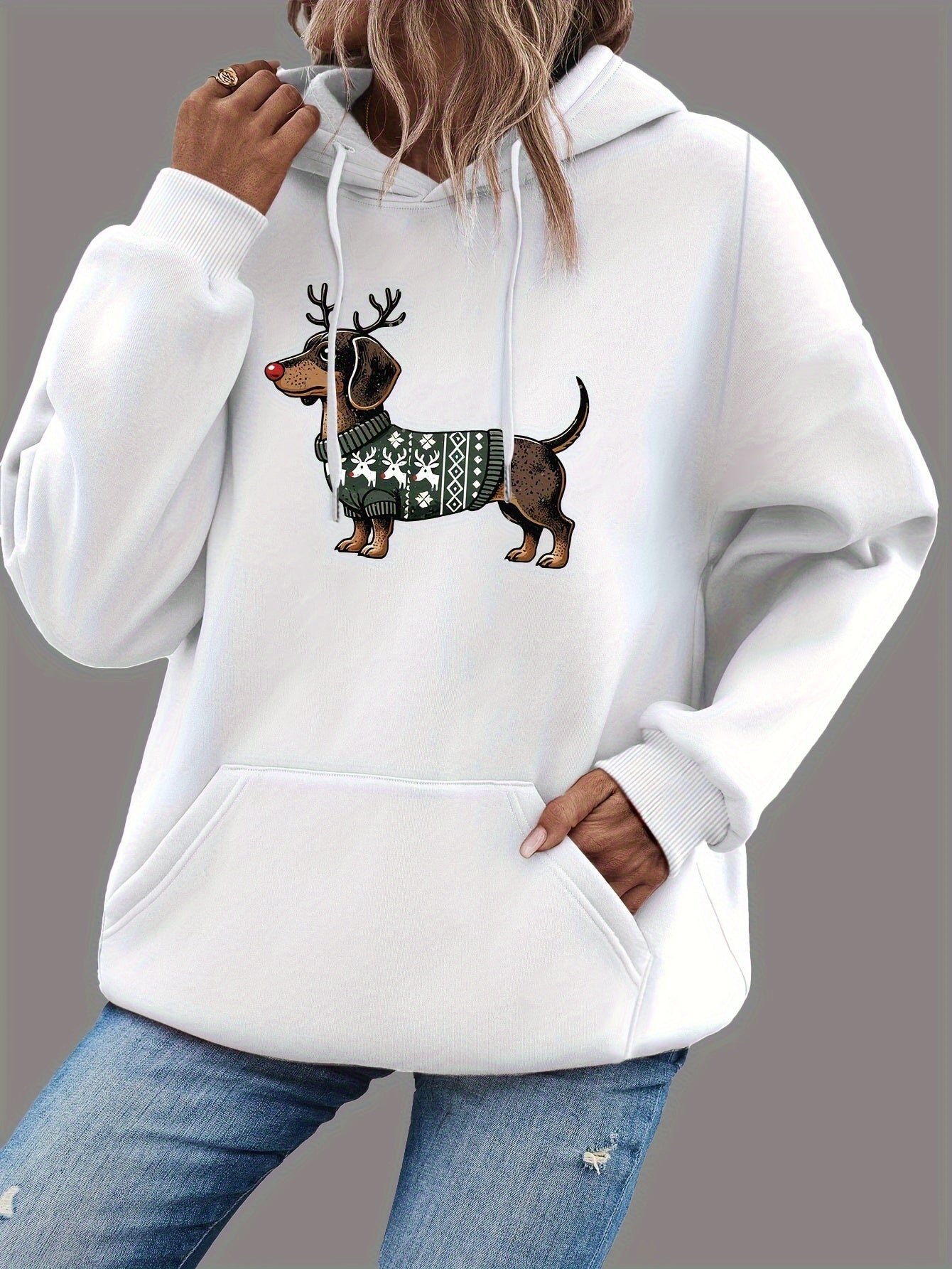 Stylische Damenhoodie Dackel Motiv - IdealeKleiden