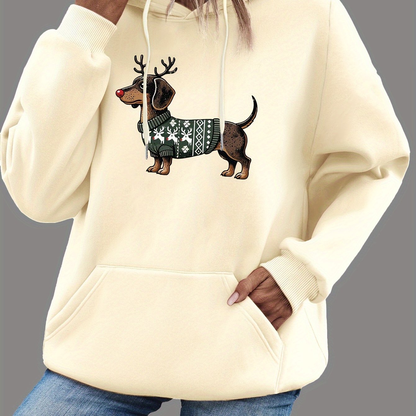 Sweat à capuche élégant pour femme Motif teckel