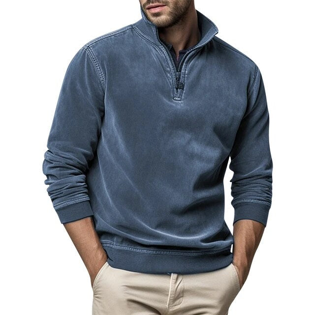 Sweat-shirt décontracté pour homme avec fermeture éclair quart de longueur
