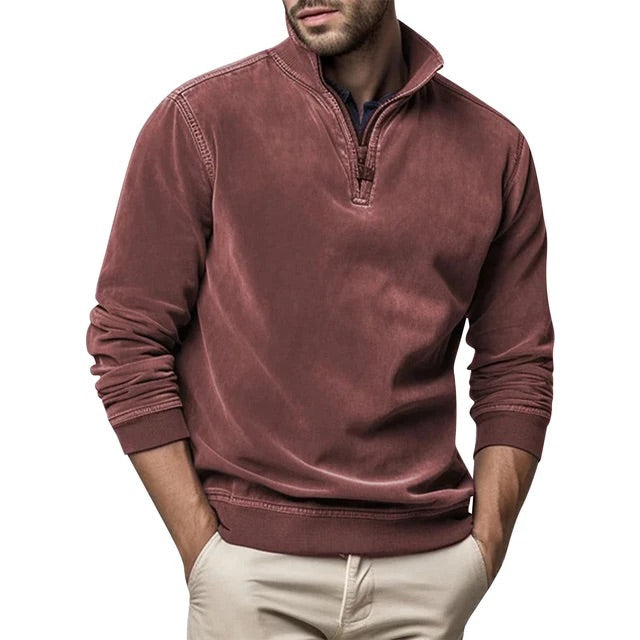 Sweat-shirt décontracté pour homme avec fermeture éclair quart de longueur