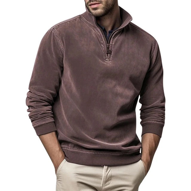 Sweat-shirt décontracté pour homme avec fermeture éclair quart de longueur