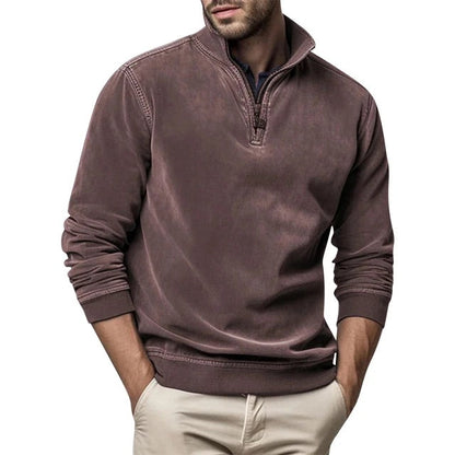 Sweat-shirt décontracté pour homme avec fermeture éclair quart de longueur