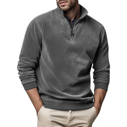 Sweat-shirt décontracté pour homme avec fermeture éclair quart de longueur