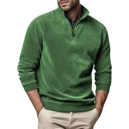 Sweat-shirt décontracté pour homme avec fermeture éclair quart de longueur