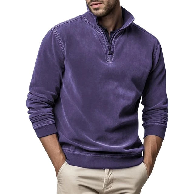 Sweat-shirt décontracté pour homme avec fermeture éclair quart de longueur