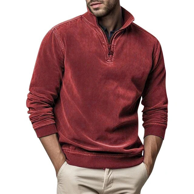 Sweat-shirt décontracté pour homme avec fermeture éclair quart de longueur