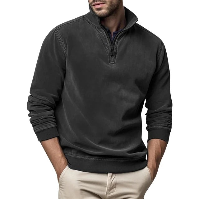 Sweat-shirt décontracté pour homme avec fermeture éclair quart de longueur