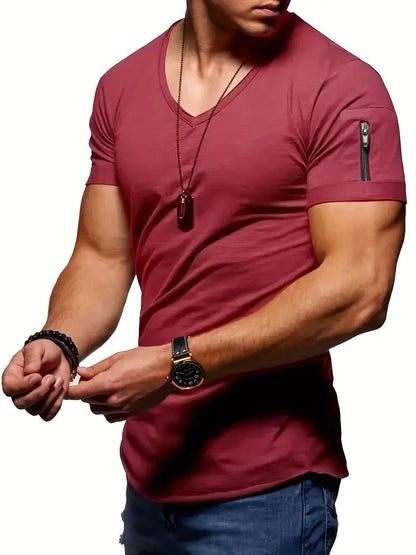 T-shirt homme manches courtes col V décontracté