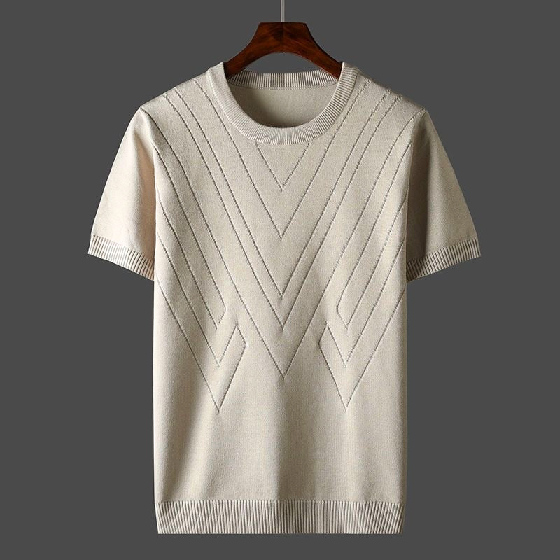 T-shirt en cachemire pour homme, coupe décontractée, col rond