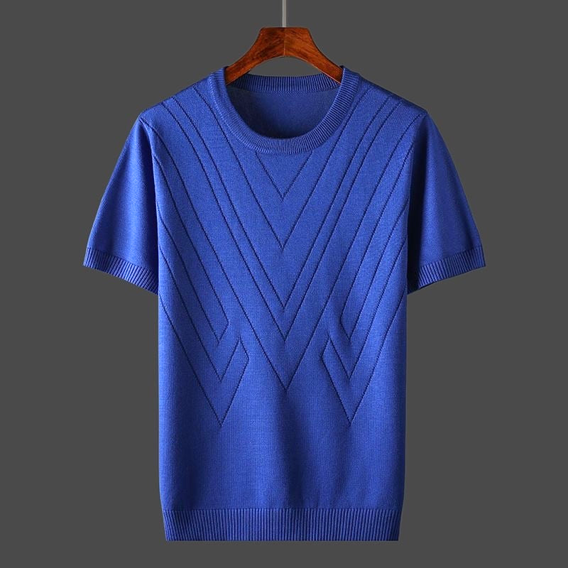 T-shirt en cachemire pour homme, coupe décontractée, col rond
