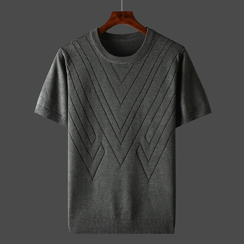 T-shirt en cachemire pour homme, coupe décontractée, col rond