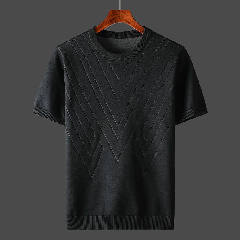 T-shirt en cachemire pour homme, coupe décontractée, col rond
