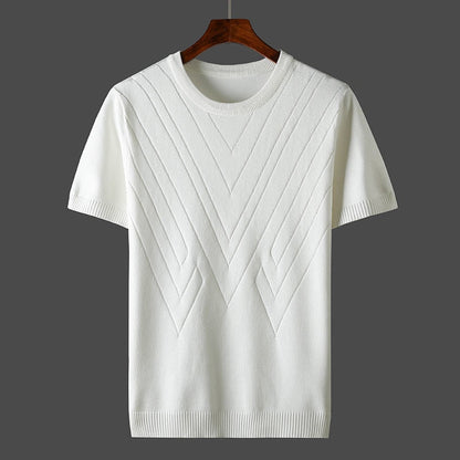 T-shirt en cachemire pour homme, coupe décontractée, col rond