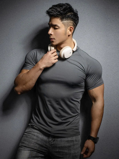 T-shirt homme slim fit col rond manches courtes