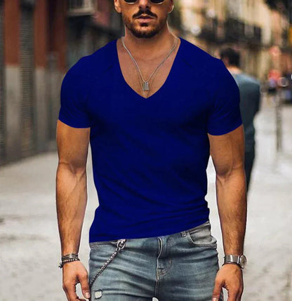 T-shirt homme slim fit col V manches courtes