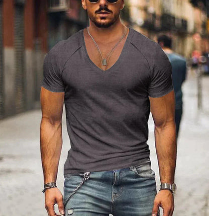 T-shirt homme slim fit col V manches courtes