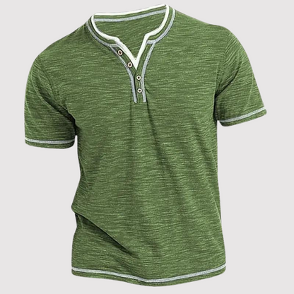 T-shirt homme décontracté col rond à boutons