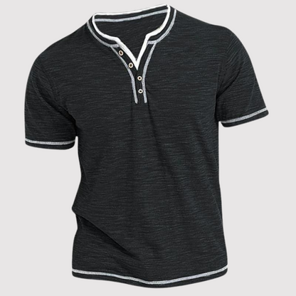 T-shirt homme décontracté col rond à boutons