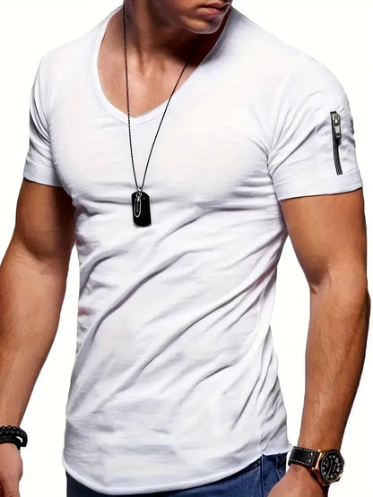 T-shirt homme manches courtes col V décontracté