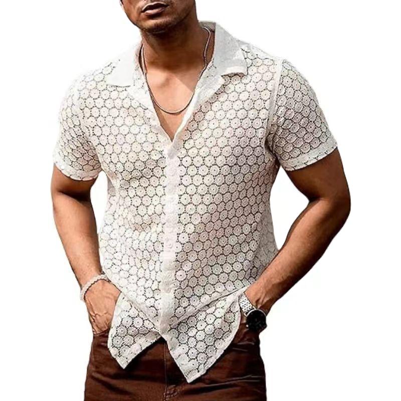 Herren T-Shirt Kurzarm Durchsichtig Mit Kragen - IdealeKleiden