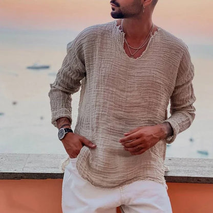 T-shirt homme col V confortable manches longues