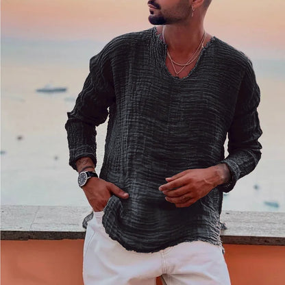 T-shirt homme col V confortable manches longues