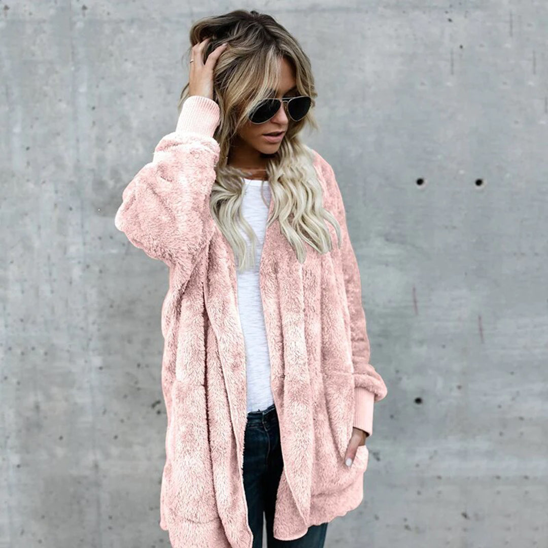Cardigan en polaire pour femme, manches longues, élégant