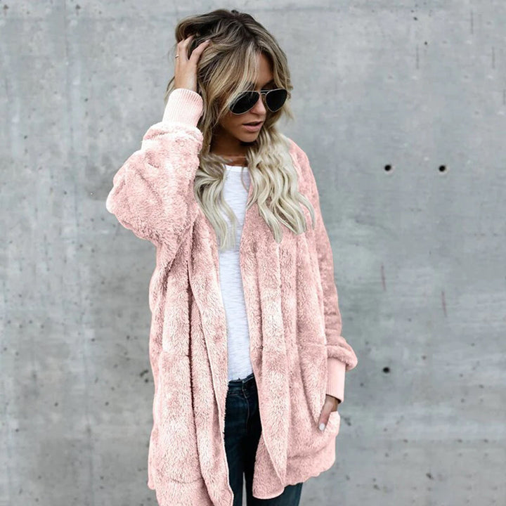 Cardigan en polaire pour femme, manches longues, élégant
