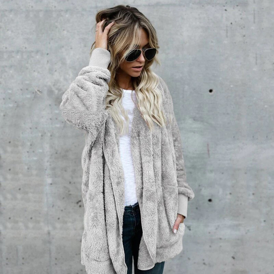 Cardigan en polaire pour femme, manches longues, élégant