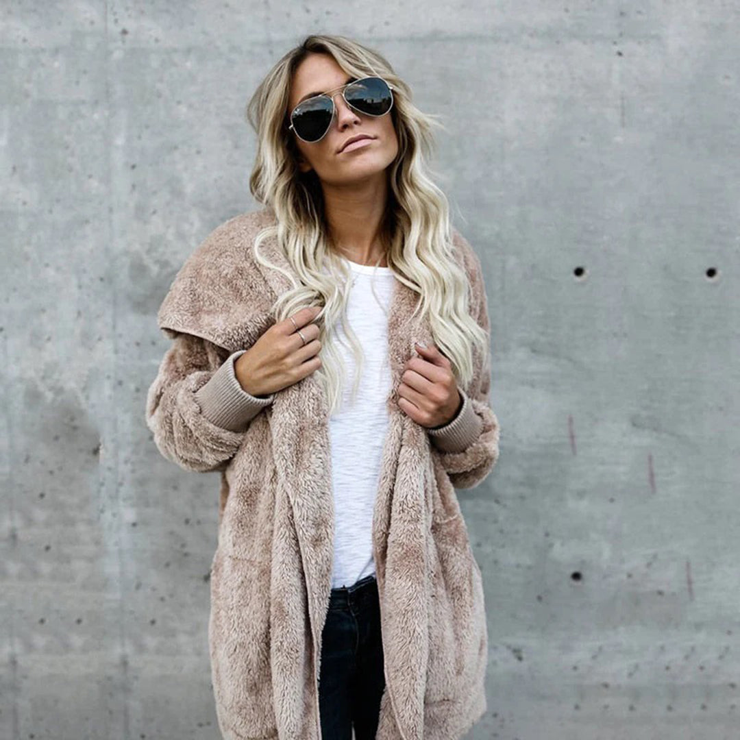 Cardigan en polaire pour femme, manches longues, élégant