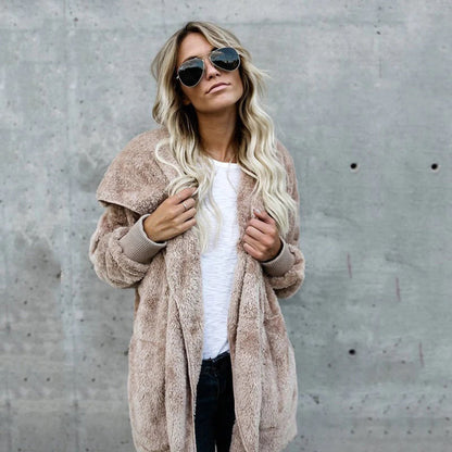 Cardigan en polaire pour femme, manches longues, élégant